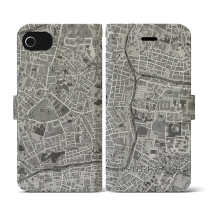 【日向坂（東京都）】地図柄iPhoneケース（手帳タイプ）モノトーン・iPhone SE（第3 / 第2世代） / 8 / 7 / 6s / 6 用