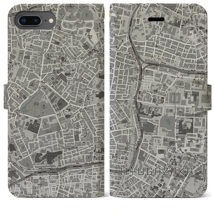 【日向坂（東京都）】地図柄iPhoneケース（手帳タイプ）モノトーン・iPhone 8Plus /7Plus / 6sPlus / 6Plus 用