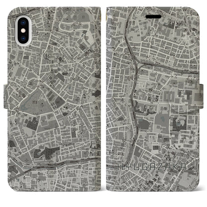 【日向坂（東京都）】地図柄iPhoneケース（手帳タイプ）モノトーン・iPhone XS Max 用