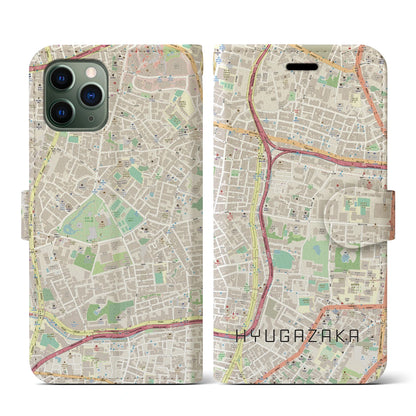 【日向坂（東京都）】地図柄iPhoneケース（手帳タイプ）ナチュラル・iPhone 11 Pro 用