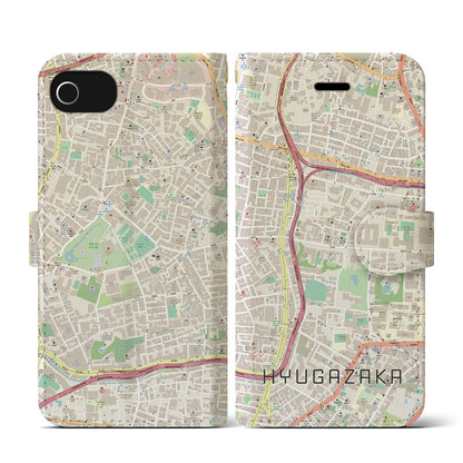 【日向坂（東京都）】地図柄iPhoneケース（手帳タイプ）ナチュラル・iPhone SE（第3 / 第2世代） / 8 / 7 / 6s / 6 用