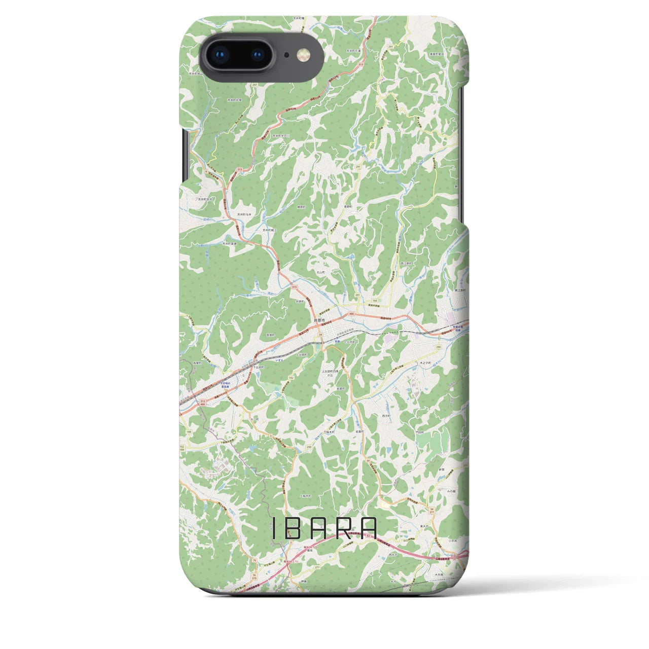 【井原（岡山県）】地図柄iPhoneケース（バックカバータイプ）