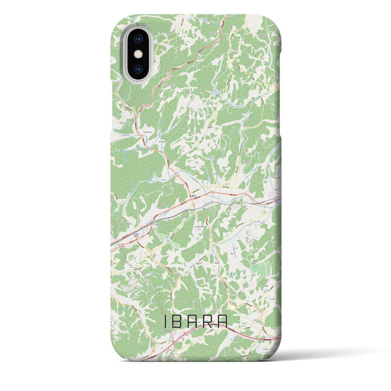 【井原（岡山県）】地図柄iPhoneケース（バックカバータイプ）