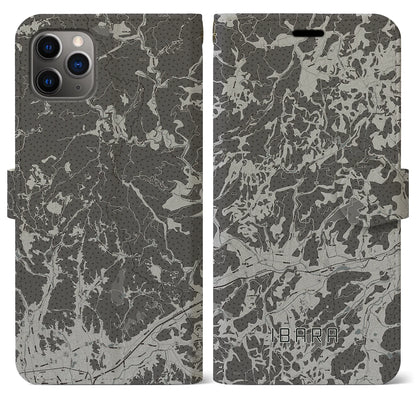 【井原（岡山県）】地図柄iPhoneケース（手帳タイプ）モノトーン・iPhone 11 Pro Max 用