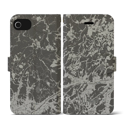 【井原（岡山県）】地図柄iPhoneケース（手帳タイプ）モノトーン・iPhone SE（第3 / 第2世代） / 8 / 7 / 6s / 6 用