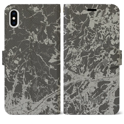 【井原（岡山県）】地図柄iPhoneケース（手帳タイプ）モノトーン・iPhone XS Max 用