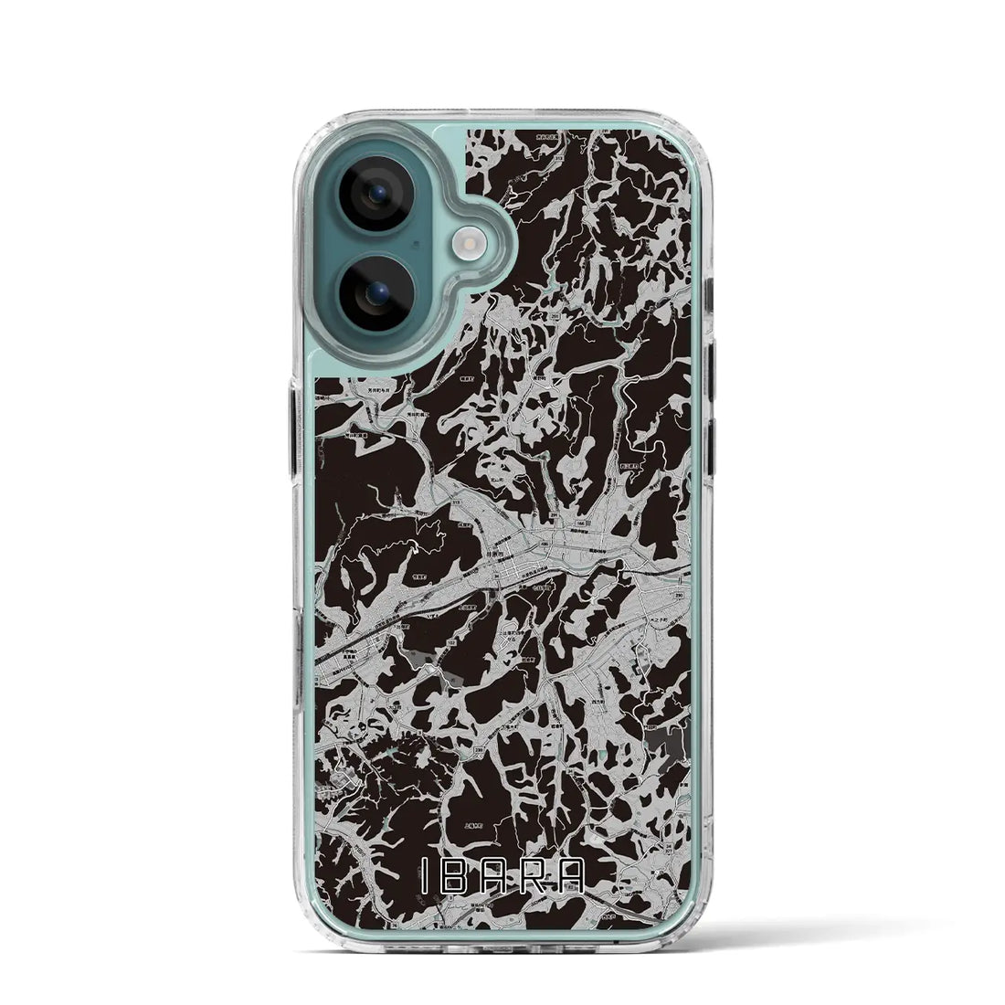 【井原（岡山県）】地図柄iPhoneケース（MagSafeタイプ）モノトーン・iPhone 16 Pro 用
