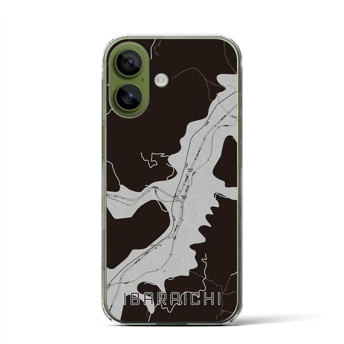 【井原市（広島県）】地図柄iPhoneケース（クリアタイプ）モノトーン・iPhone 17 Pro Max 用