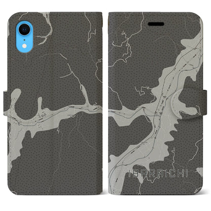 【井原市（広島県）】地図柄iPhoneケース（手帳タイプ）モノトーン・iPhone XR 用