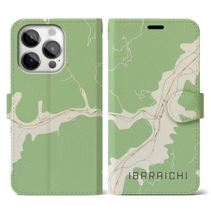 【井原市（広島県）】地図柄iPhoneケース（手帳タイプ）ナチュラル・iPhone 14 Pro 用