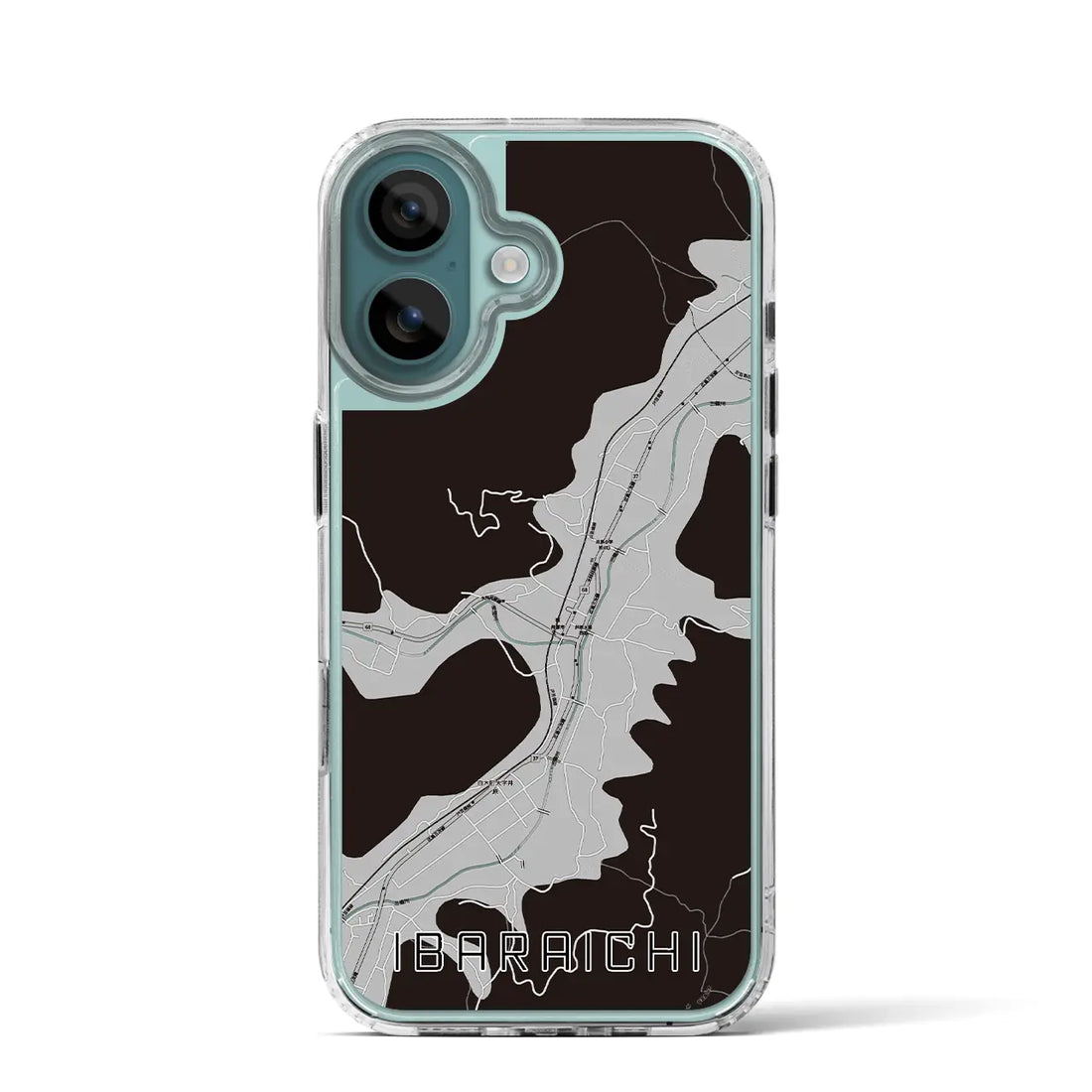 【井原市（広島県）】地図柄iPhoneケース（MagSafeタイプ）モノトーン・iPhone 16 Pro 用
