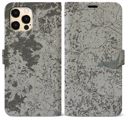 【茨城（茨城県）】地図柄iPhoneケース（手帳タイプ）モノトーン・iPhone 12 Pro Max 用