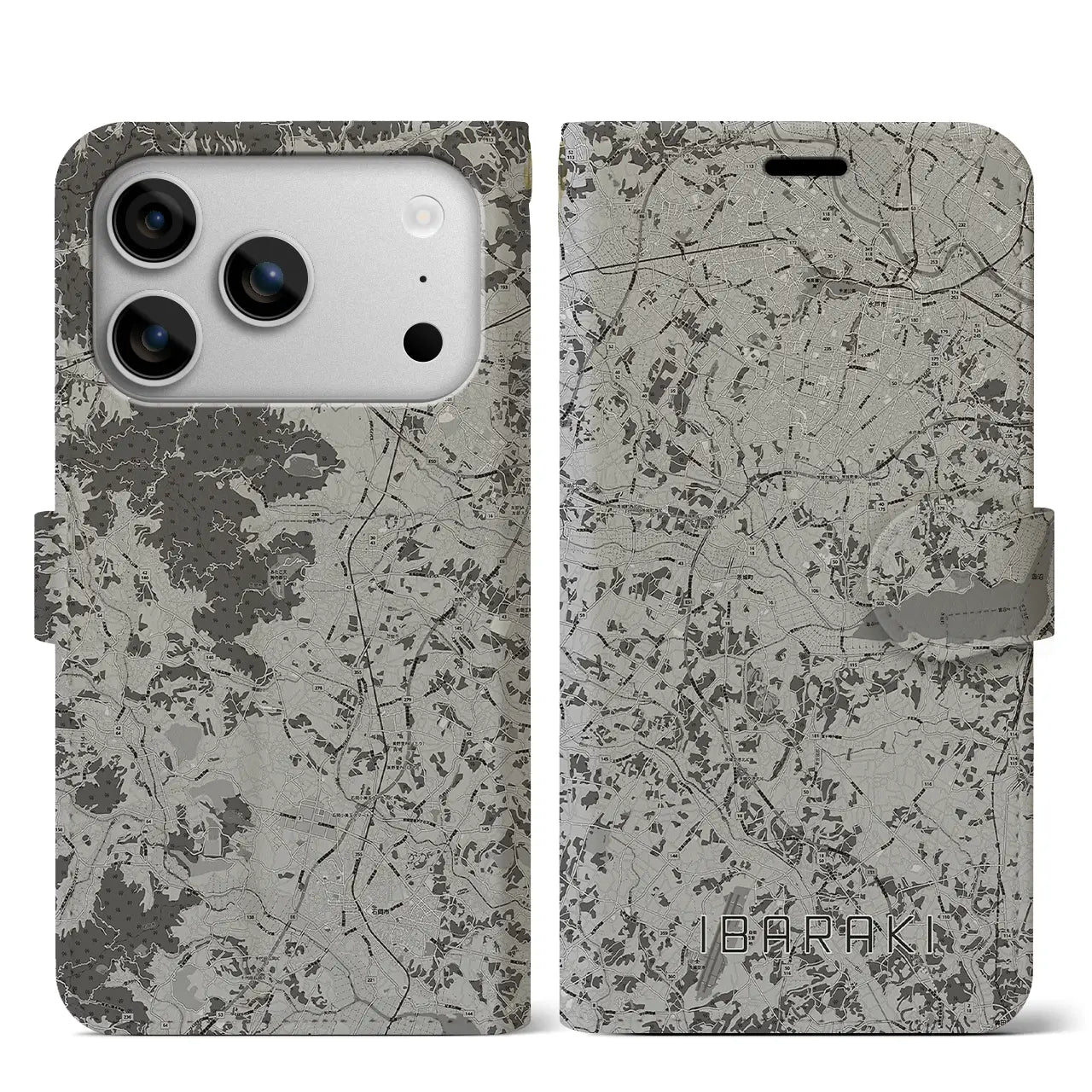 【茨城（茨城県）】地図柄iPhoneケース（手帳タイプ）