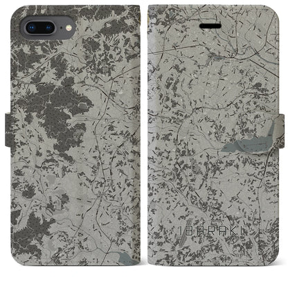 【茨城（茨城県）】地図柄iPhoneケース（手帳タイプ）モノトーン・iPhone 8Plus /7Plus / 6sPlus / 6Plus 用