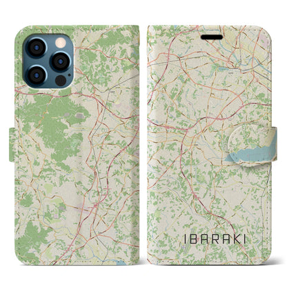 【茨城（茨城県）】地図柄iPhoneケース（手帳タイプ）ナチュラル・iPhone 12 / 12 Pro 用