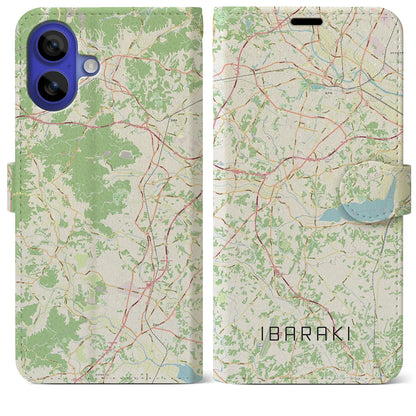 【茨城（茨城県）】地図柄iPhoneケース（手帳タイプ）ナチュラル・iPhone 16 Pro Max 用