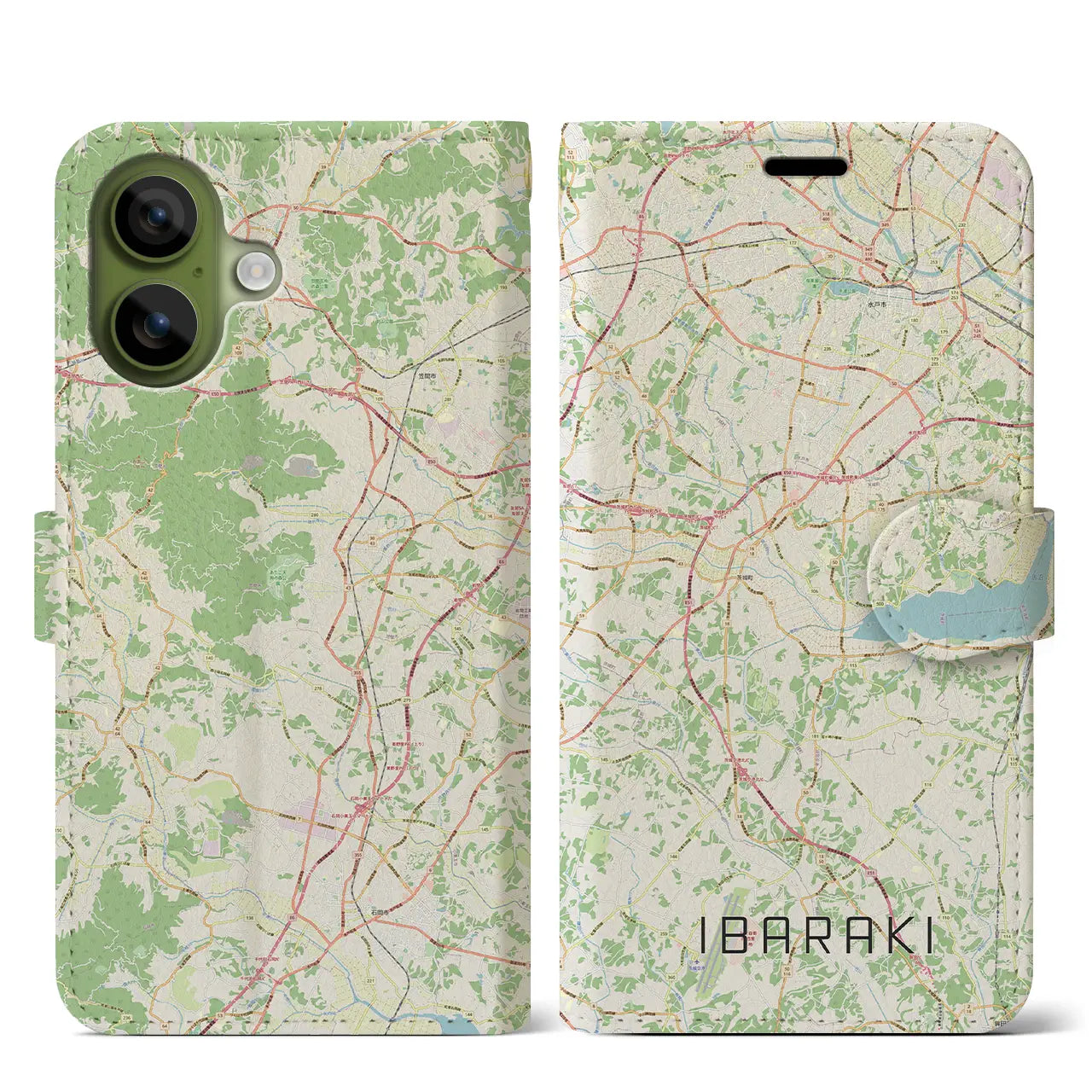 【茨城（茨城県）】地図柄iPhoneケース（手帳タイプ）