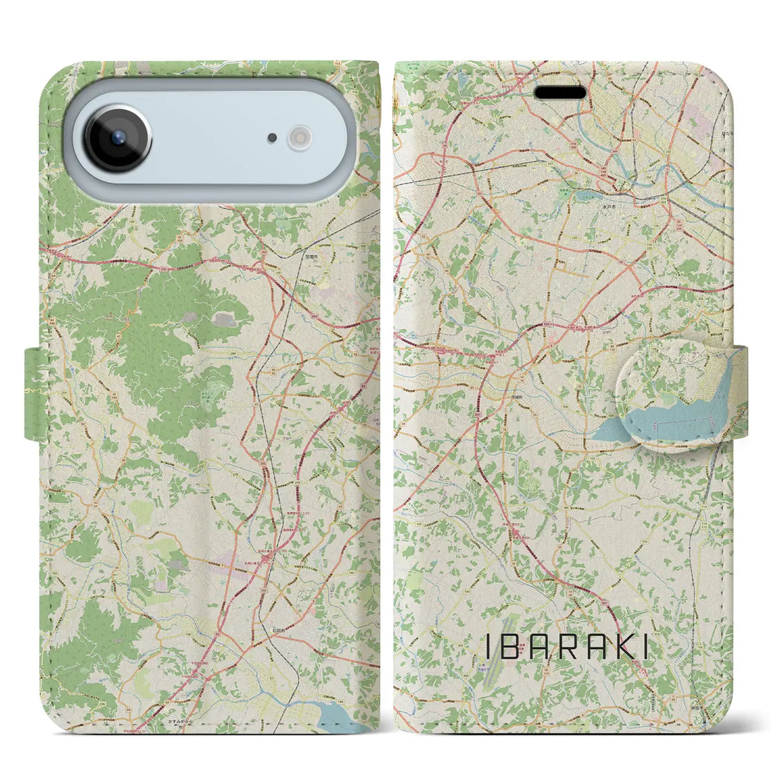 【茨城（茨城県）】地図柄iPhoneケース（手帳タイプ）ナチュラル・iPhone 17 Pro Max 用