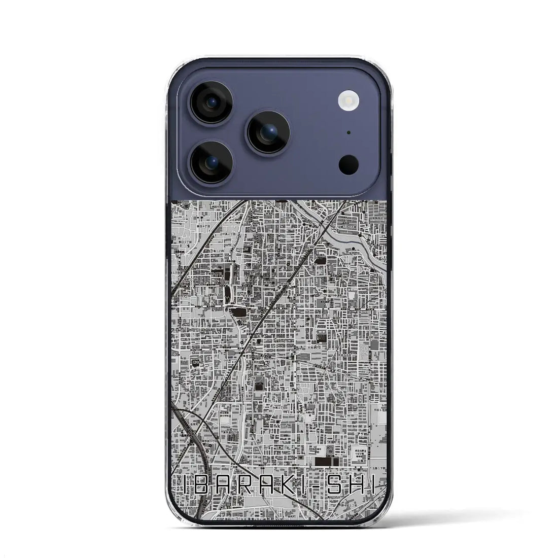 【茨木市（大阪府）】地図柄iPhoneケース（クリアタイプ）モノトーン・iPhone 17 Pro Max 用