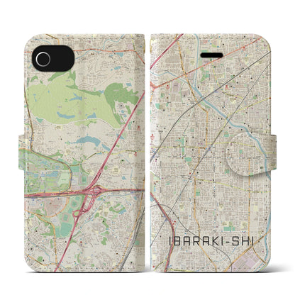 【茨木市（大阪府）】地図柄iPhoneケース（手帳タイプ）ナチュラル・iPhone SE（第3 / 第2世代） / 8 / 7 / 6s / 6 用