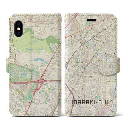 【茨木市（大阪府）】地図柄iPhoneケース（手帳タイプ）ナチュラル・iPhone XS / X 用