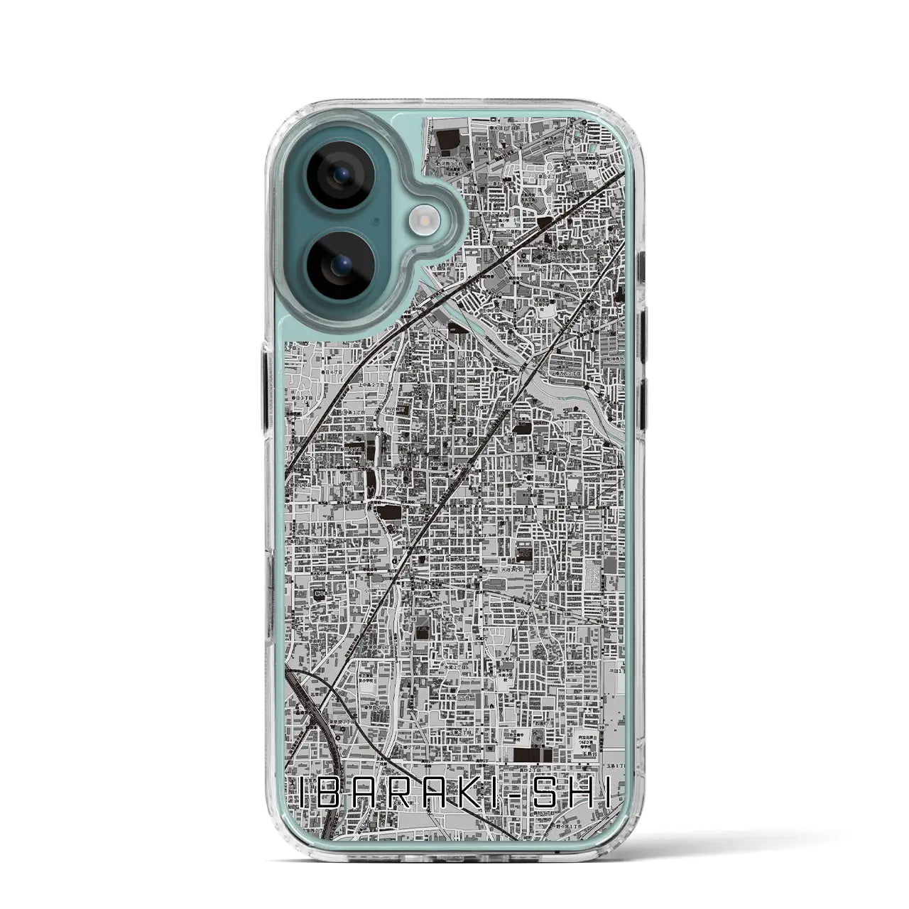 【茨木市（大阪府）】地図柄iPhoneケース（MagSafeタイプ）モノトーン・iPhone 16 Pro 用
