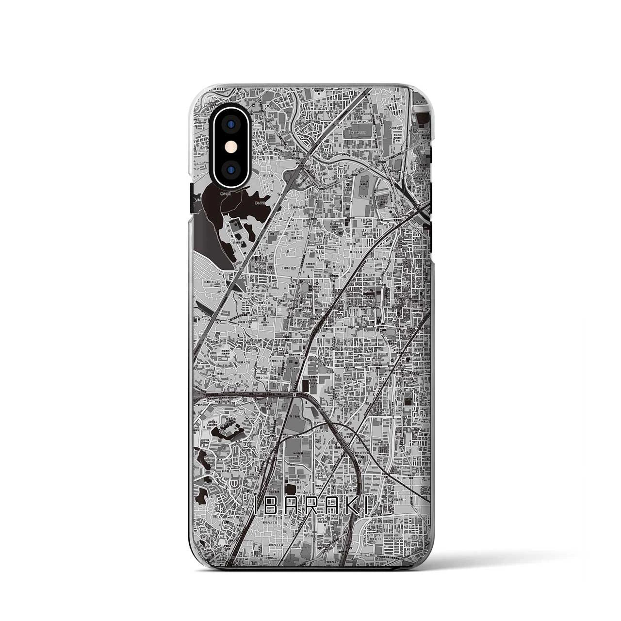 【茨木（大阪府）】地図柄iPhoneケース（クリアタイプ）モノトーン・iPhone XS / X 用