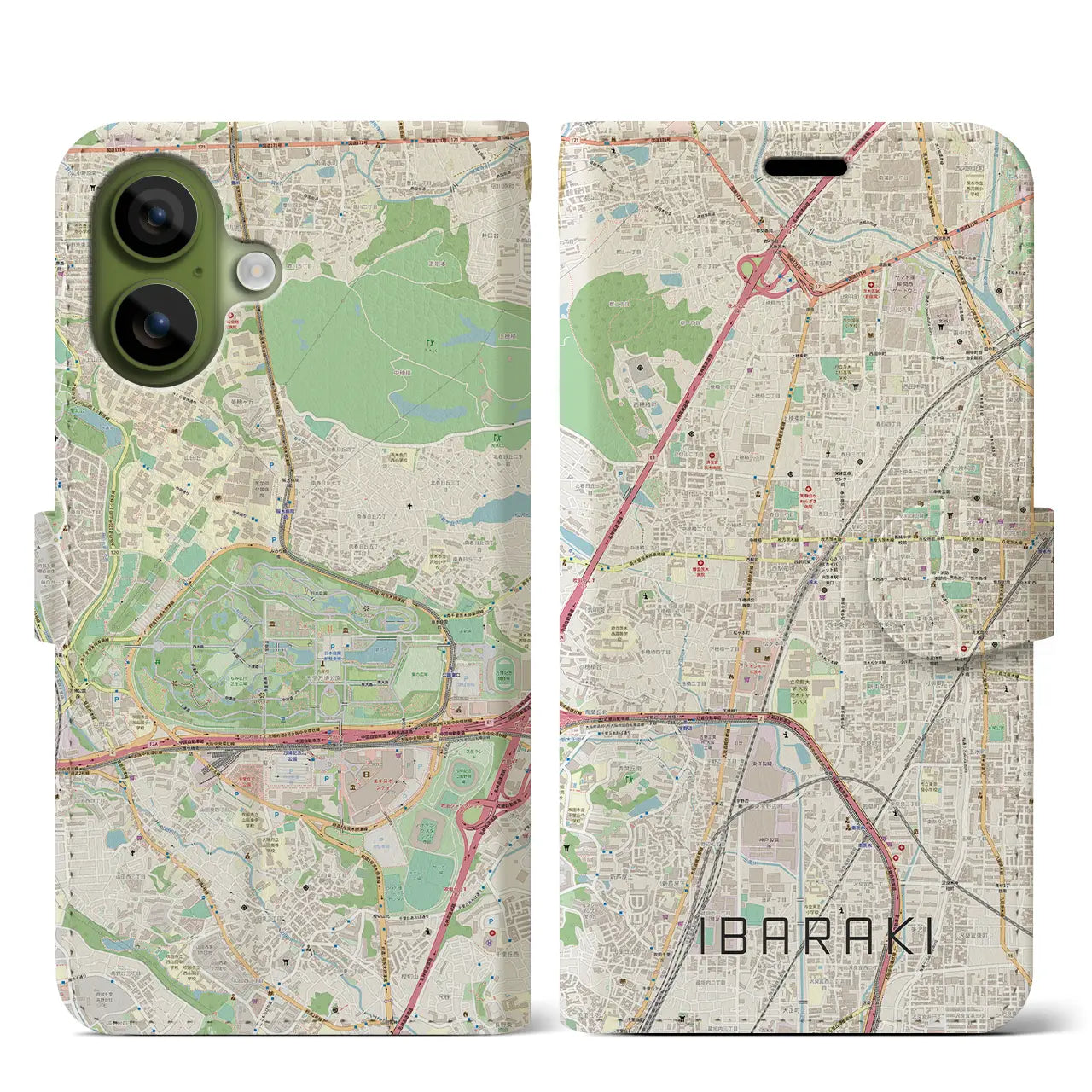 【茨木（大阪府）】地図柄iPhoneケース（手帳タイプ）