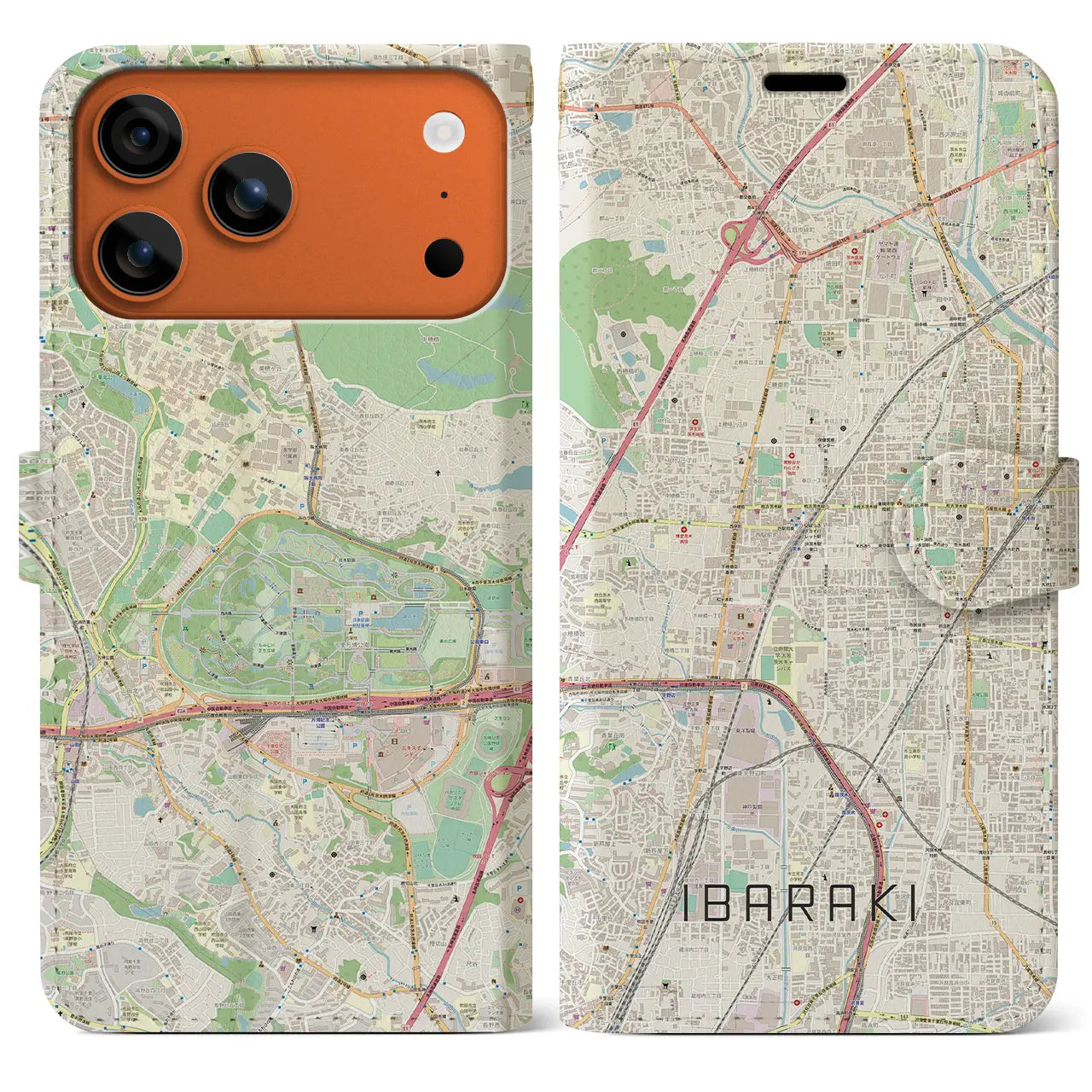 【茨木（大阪府）】地図柄iPhoneケース（手帳タイプ）