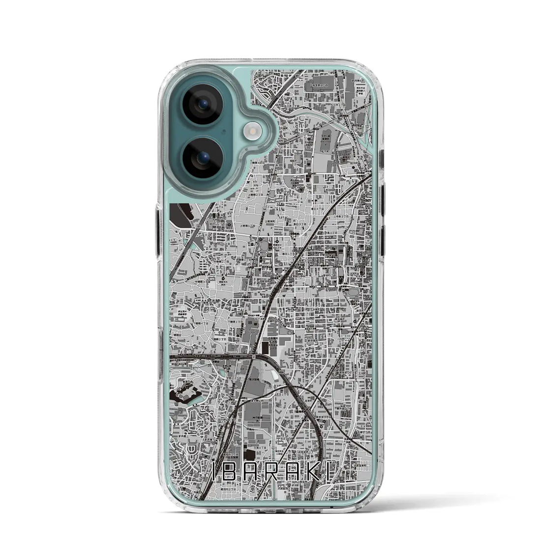【茨木（大阪府）】地図柄iPhoneケース（MagSafeタイプ）モノトーン・iPhone 16 Pro 用