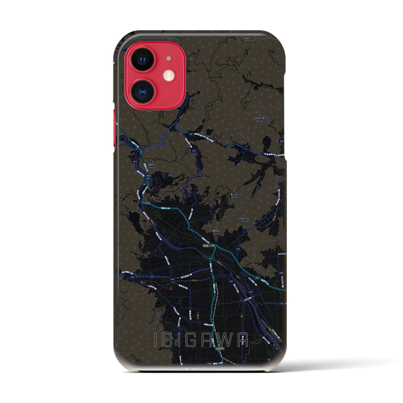 【揖斐川（岐阜県）】地図柄iPhoneケース（バックカバータイプ）