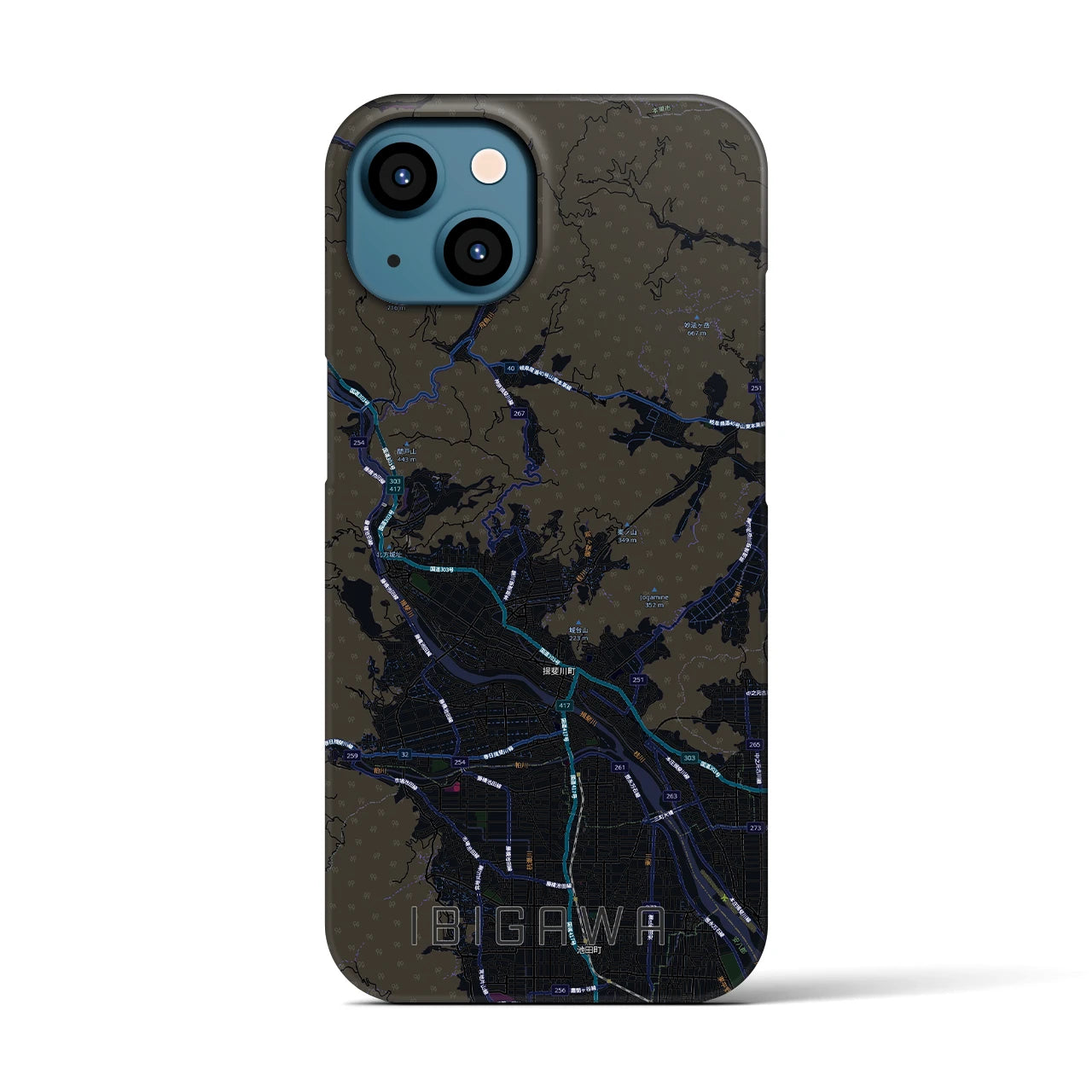【揖斐川（岐阜県）】地図柄iPhoneケース（バックカバータイプ）