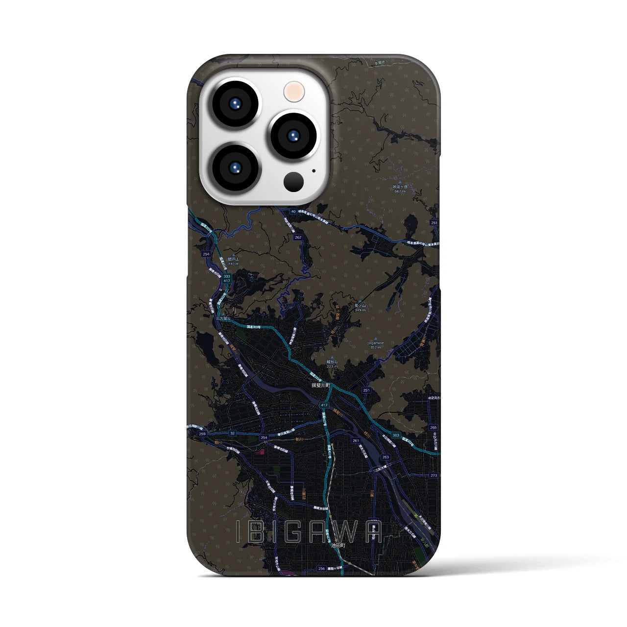 【揖斐川（岐阜県）】地図柄iPhoneケース（バックカバータイプ）