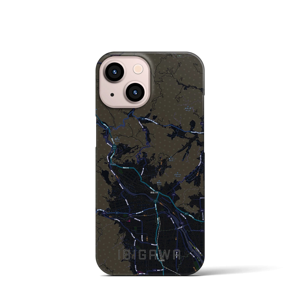 【揖斐川（岐阜県）】地図柄iPhoneケース（バックカバータイプ）