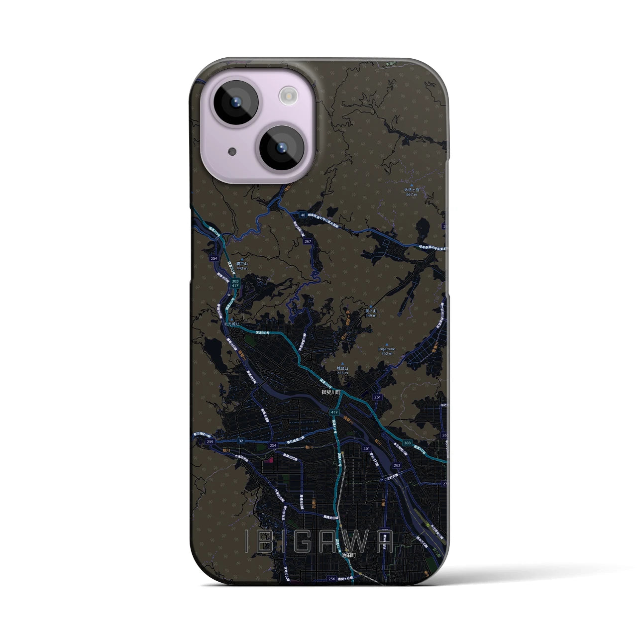 【揖斐川（岐阜県）】地図柄iPhoneケース（バックカバータイプ）