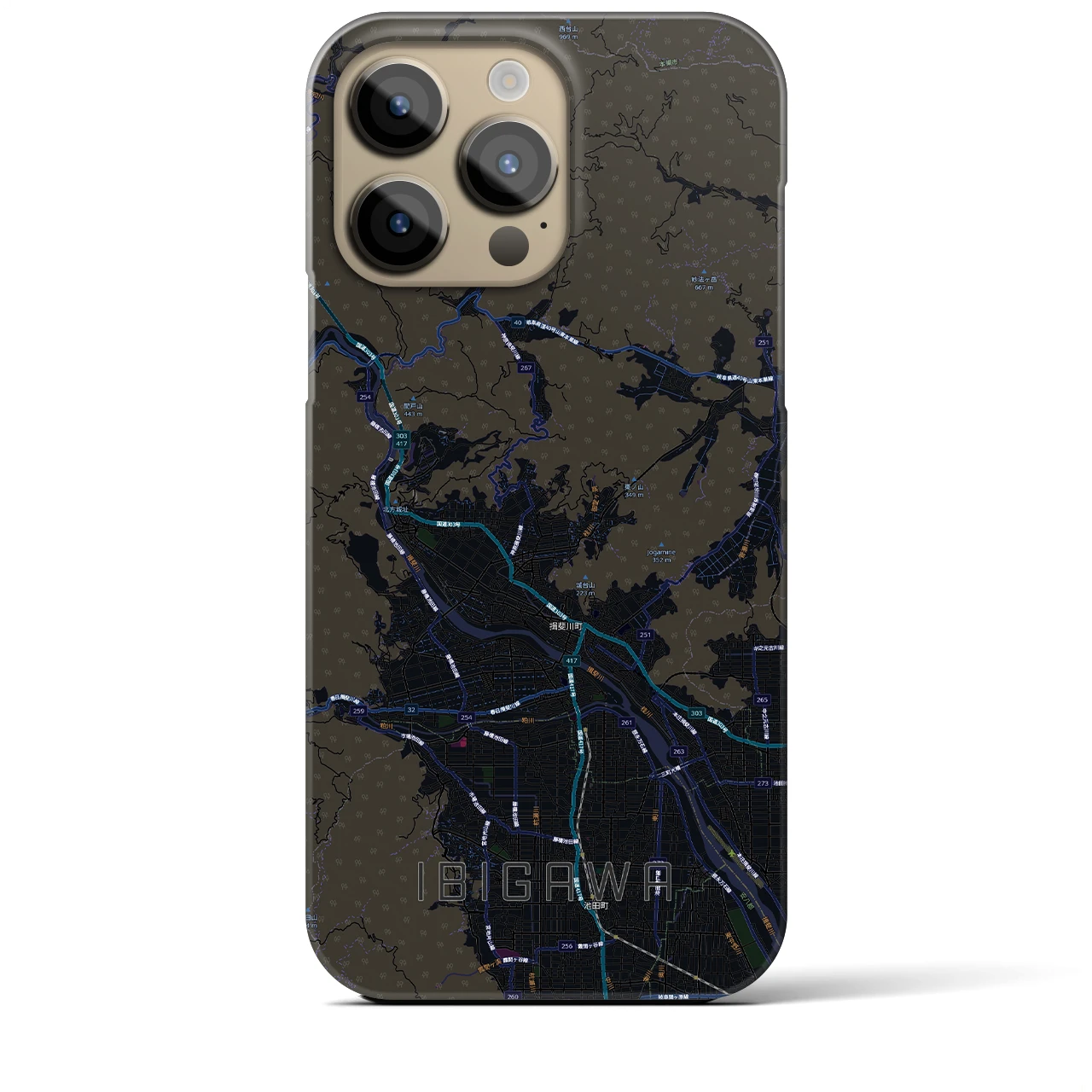 【揖斐川（岐阜県）】地図柄iPhoneケース（バックカバータイプ）