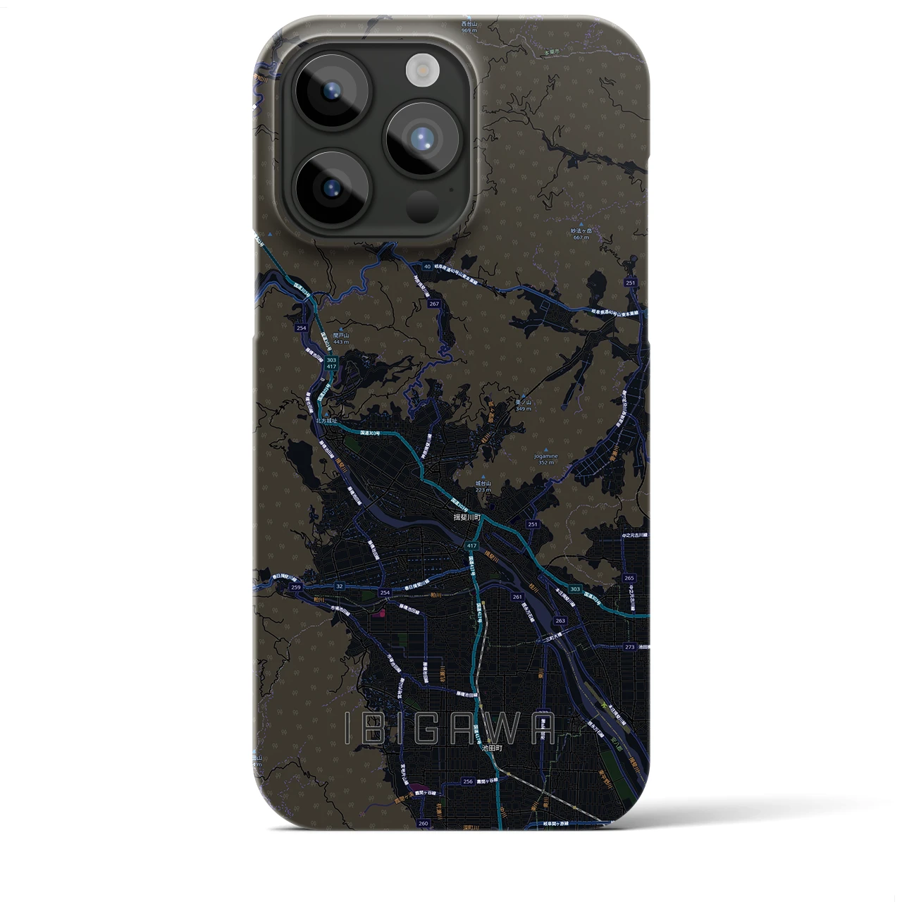 【揖斐川（岐阜県）】地図柄iPhoneケース（バックカバータイプ）