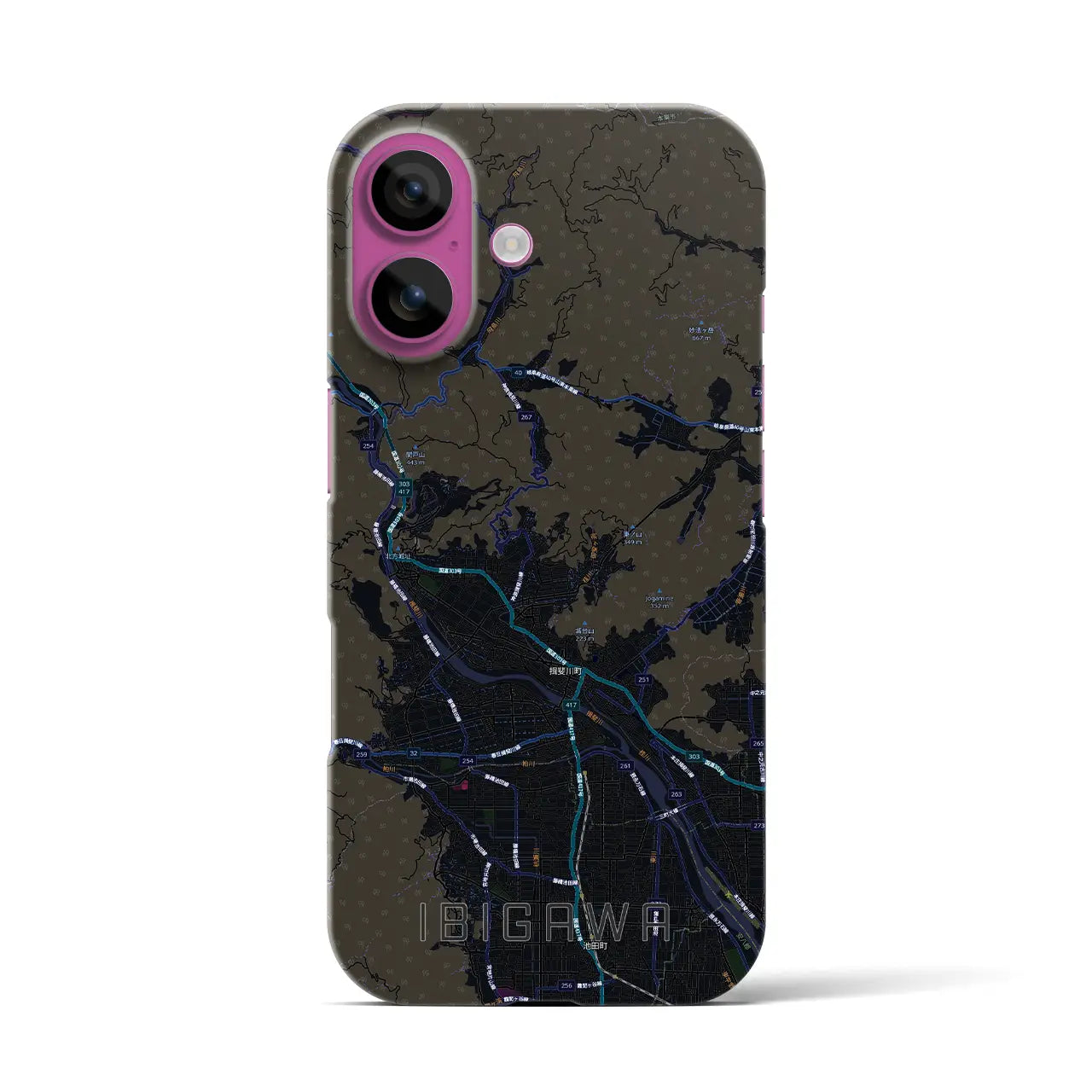 【揖斐川（岐阜県）】地図柄iPhoneケース（バックカバータイプ）