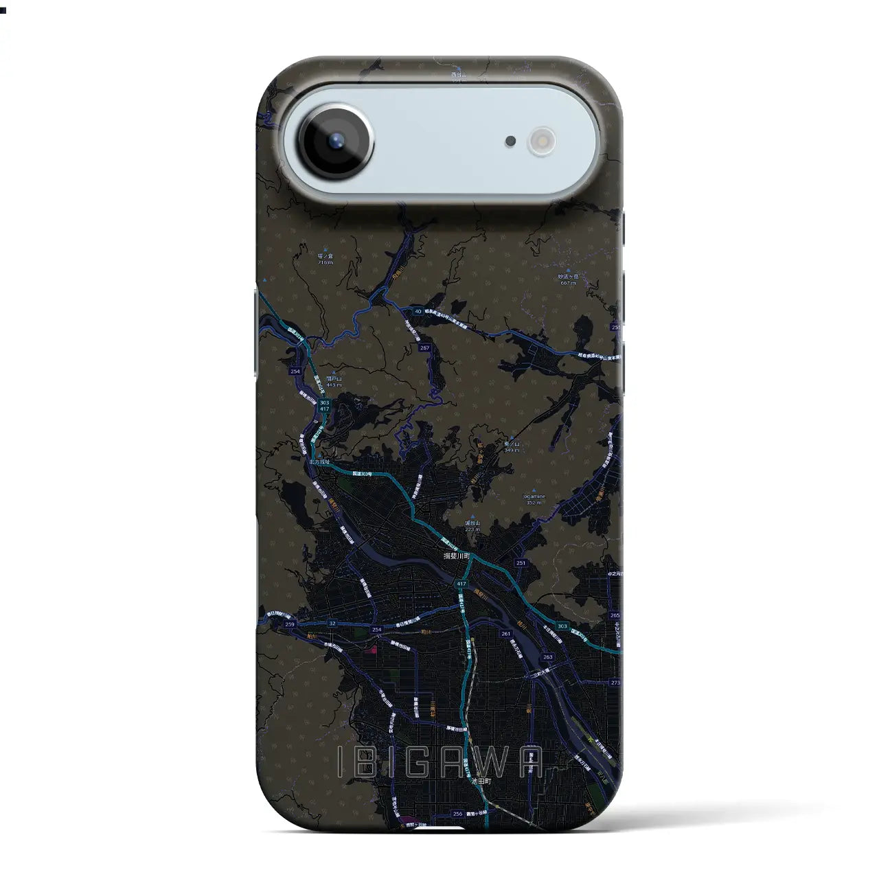 【揖斐川（岐阜県）】地図柄iPhoneケース（バックカバータイプ）