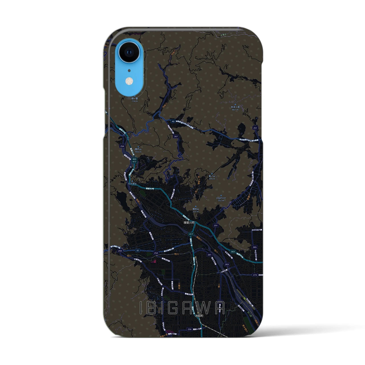 【揖斐川（岐阜県）】地図柄iPhoneケース（バックカバータイプ）