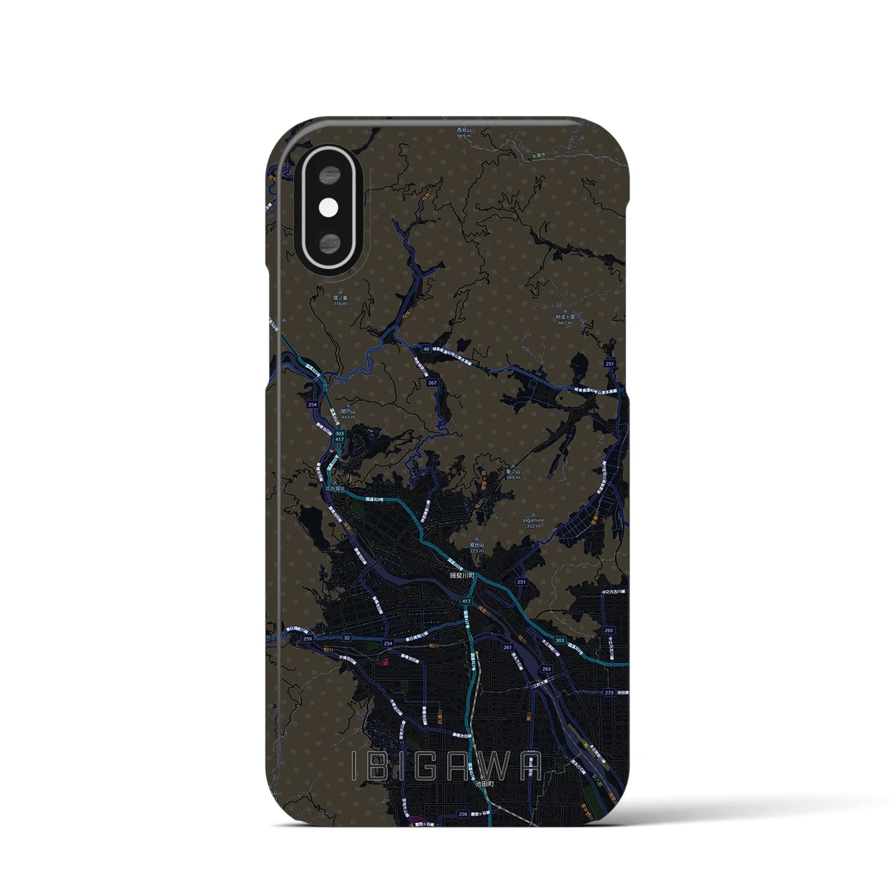 【揖斐川（岐阜県）】地図柄iPhoneケース（バックカバータイプ）