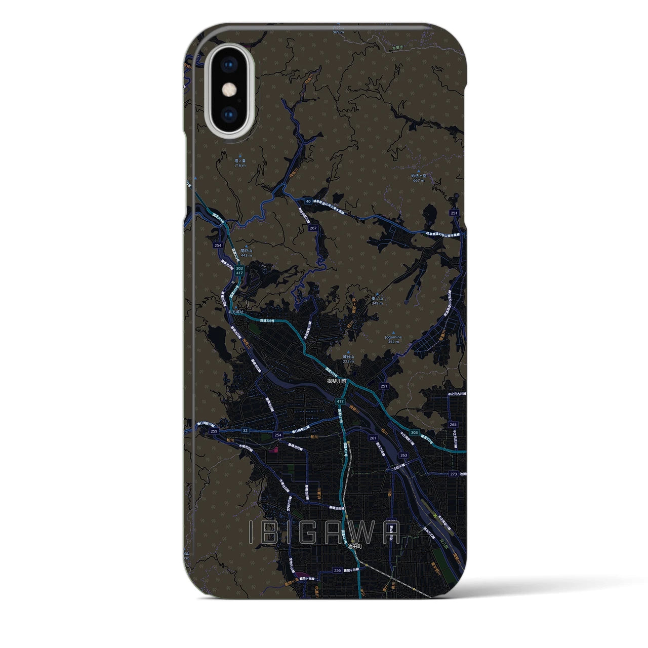 【揖斐川（岐阜県）】地図柄iPhoneケース（バックカバータイプ）