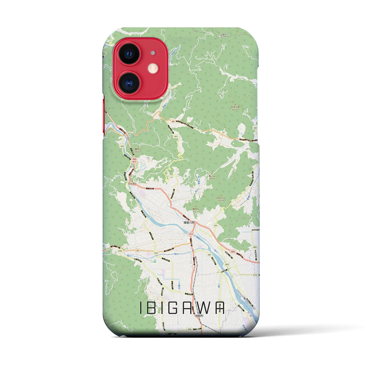 【揖斐川（岐阜県）】地図柄iPhoneケース（バックカバータイプ）