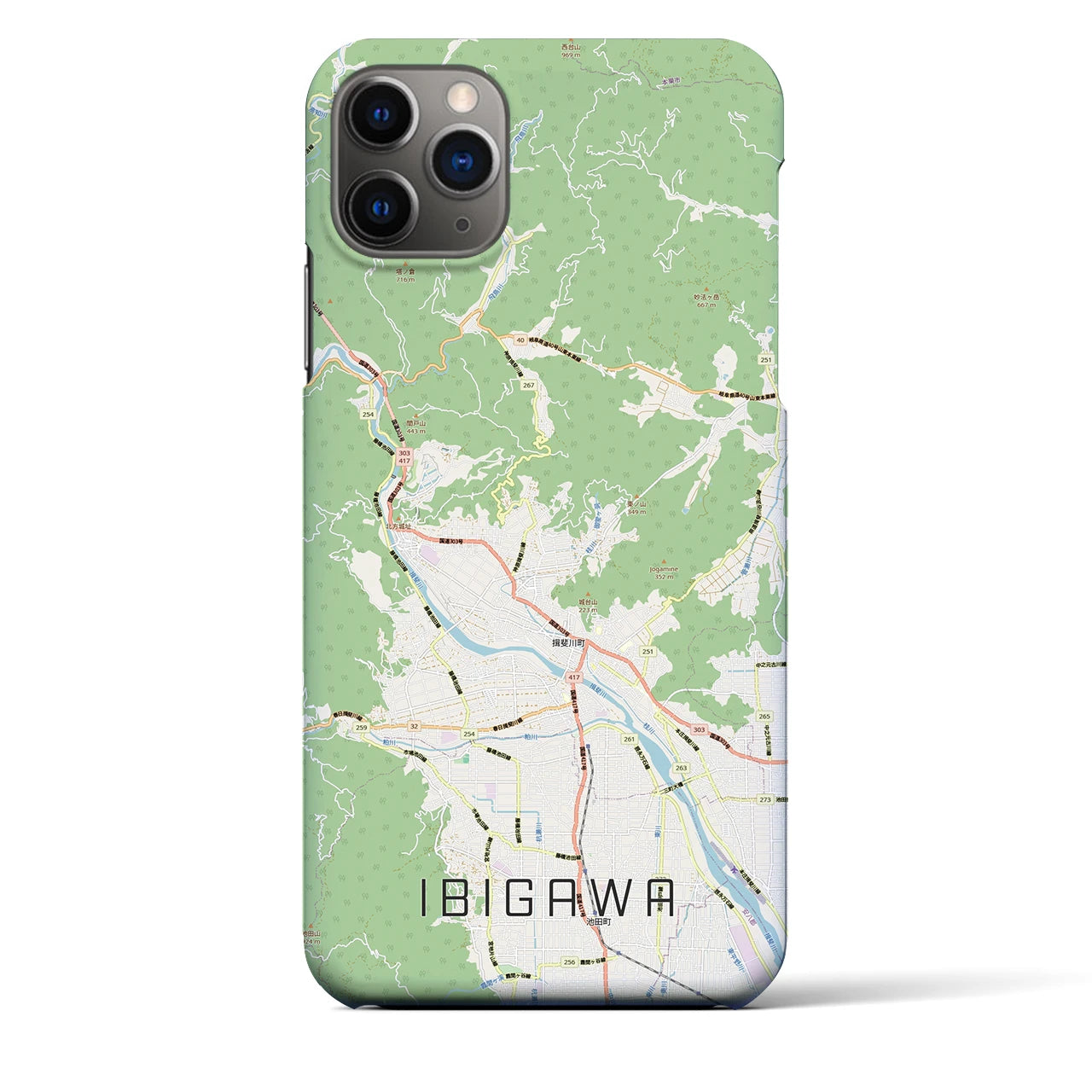 【揖斐川（岐阜県）】地図柄iPhoneケース（バックカバータイプ）