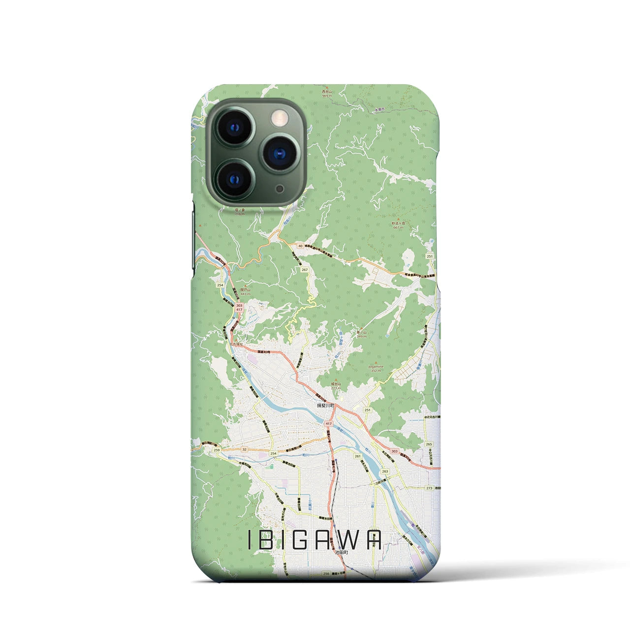 【揖斐川（岐阜県）】地図柄iPhoneケース（バックカバータイプ）