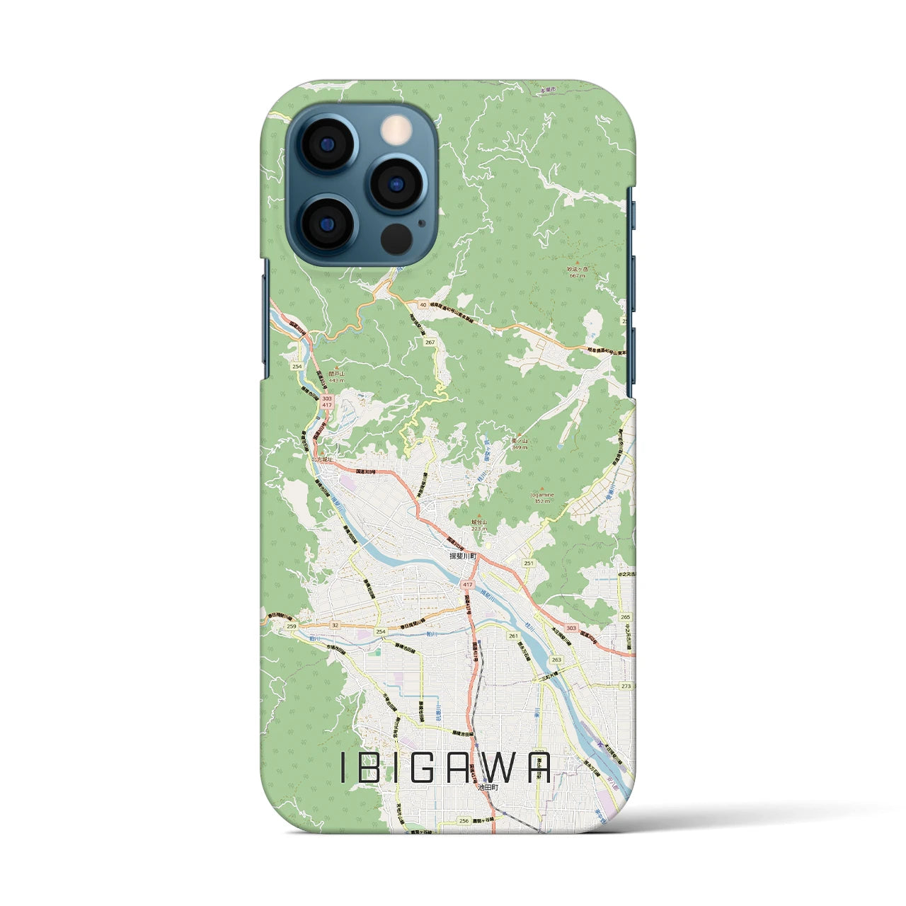 【揖斐川（岐阜県）】地図柄iPhoneケース（バックカバータイプ）