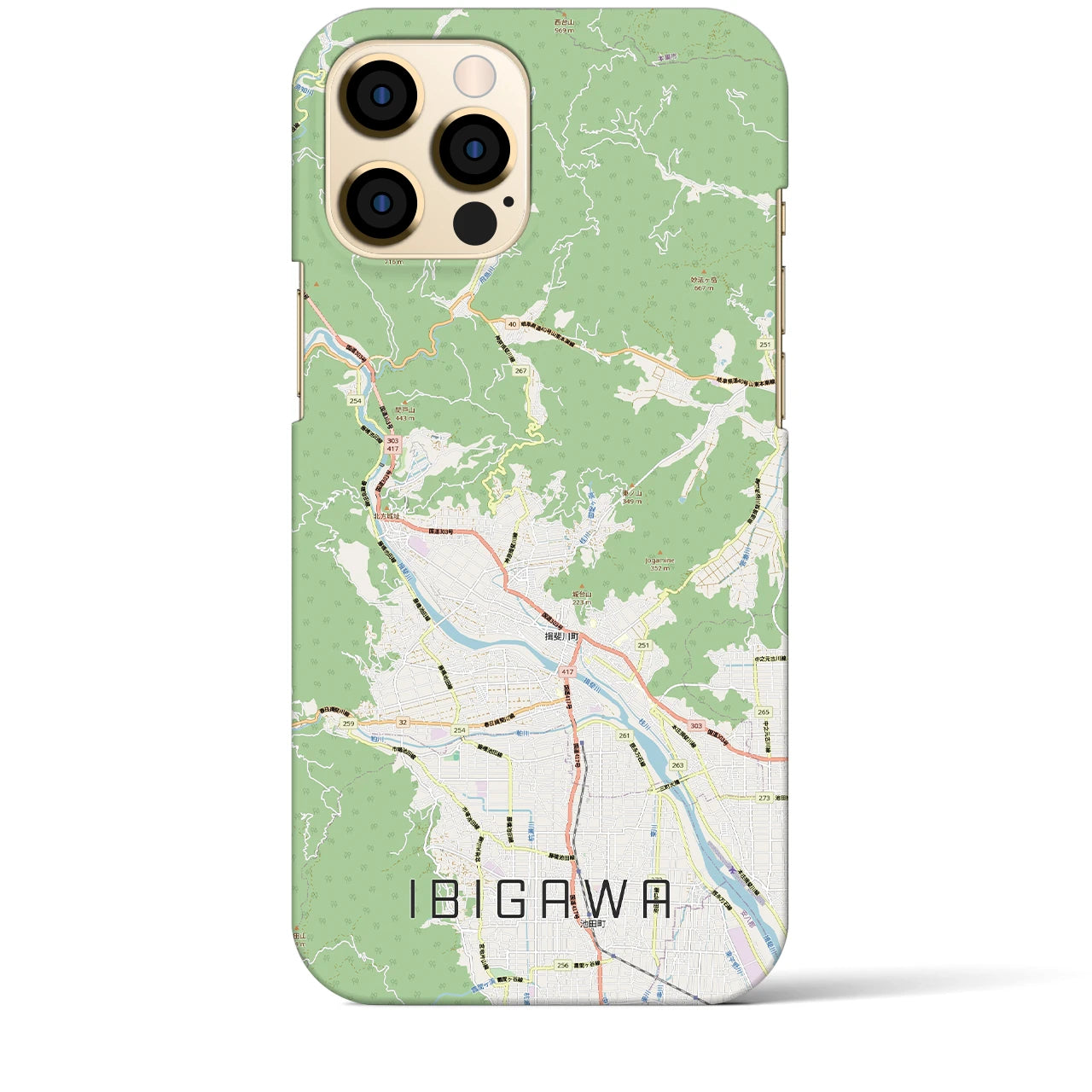 【揖斐川（岐阜県）】地図柄iPhoneケース（バックカバータイプ）