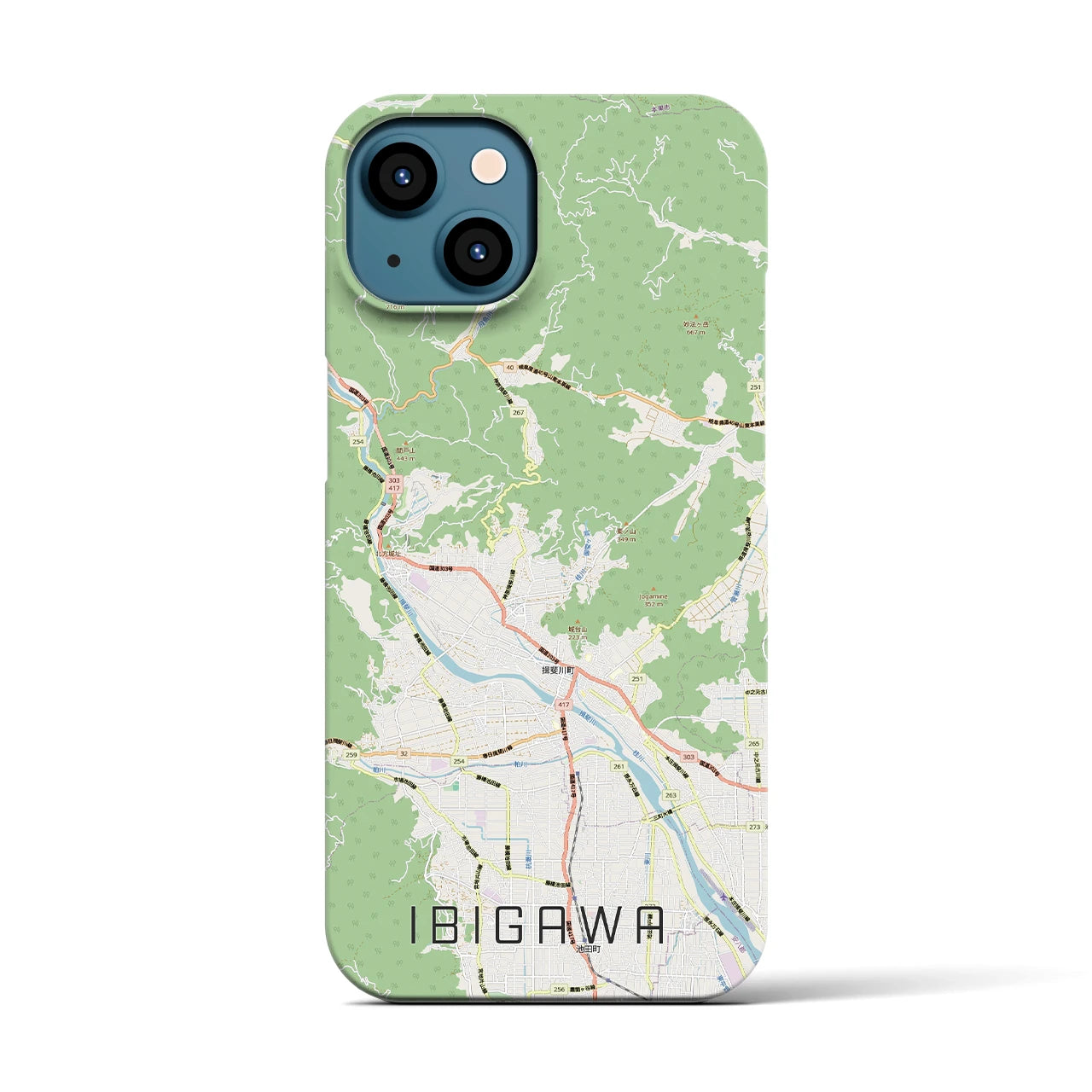 【揖斐川（岐阜県）】地図柄iPhoneケース（バックカバータイプ）