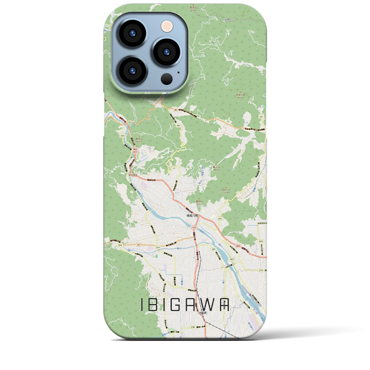 【揖斐川（岐阜県）】地図柄iPhoneケース（バックカバータイプ）