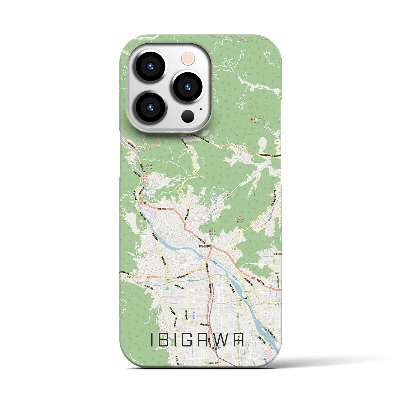 【揖斐川（岐阜県）】地図柄iPhoneケース（バックカバータイプ）